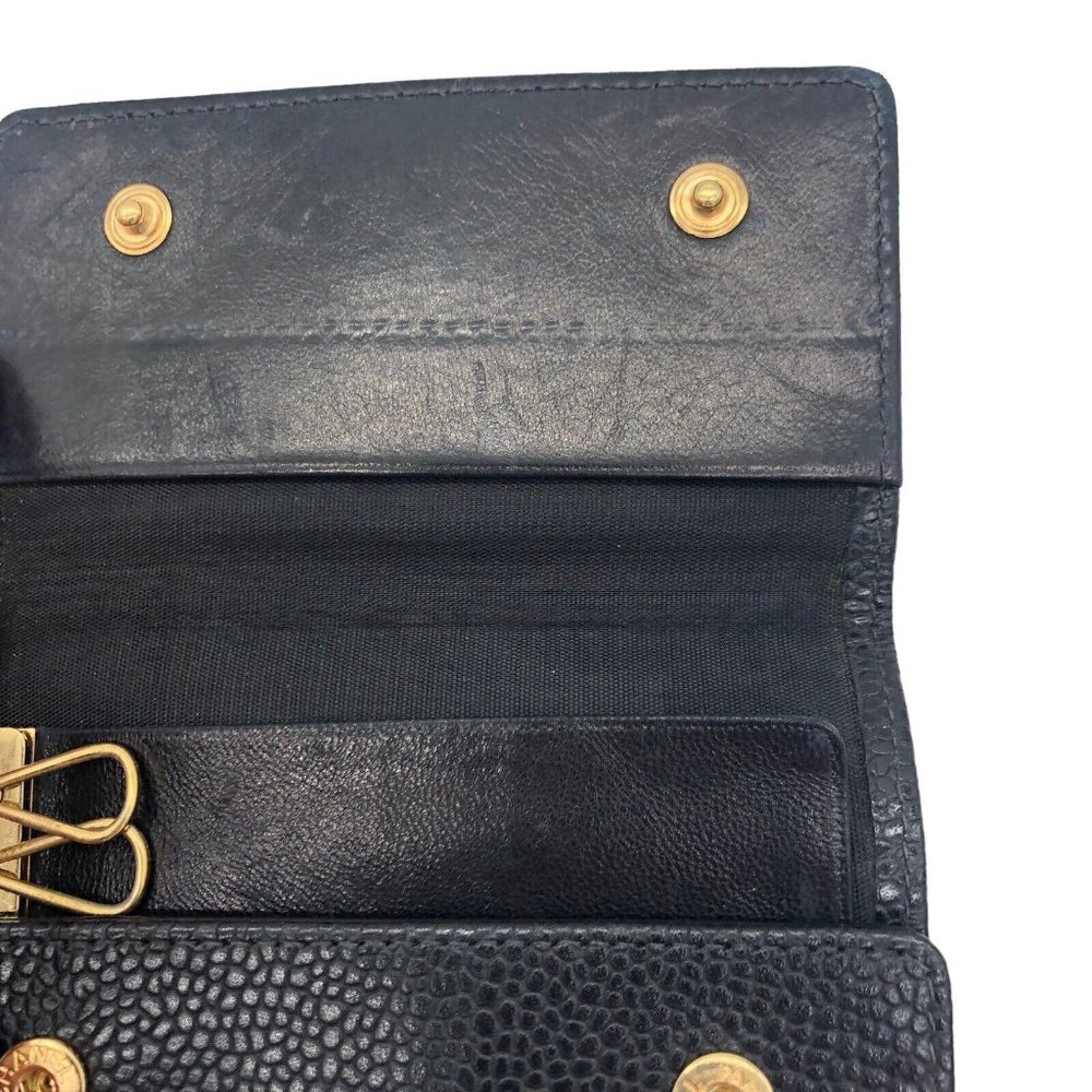CHANEL Black Caviar Leather 6 Key Holder Case Wallet with Pouch - 4.24"x2.75" - Picture 9 of 16